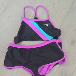 Speedo Black Bikini with Pink and Blue Trim